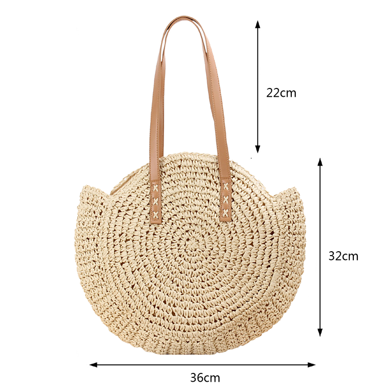 Estate per le donne Borse a tracolla in paglia Borsa da spiaggia all'uncinetto in rafia intrecciata con manico superiore intrecciato in rattan Borse casual 2023_voghion.com