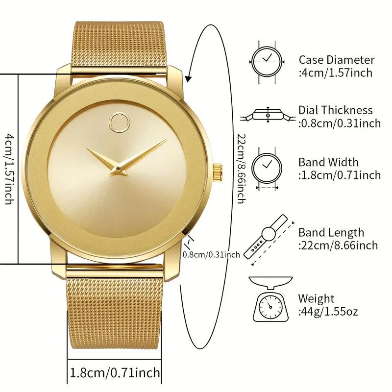 Ultra-thin Business Mesh Belt Watch Men's Classic Simple Casual Quartz Watch High-end Watch Work Daily Birthday Anniversary Valentine's Day Gift_voghion.com