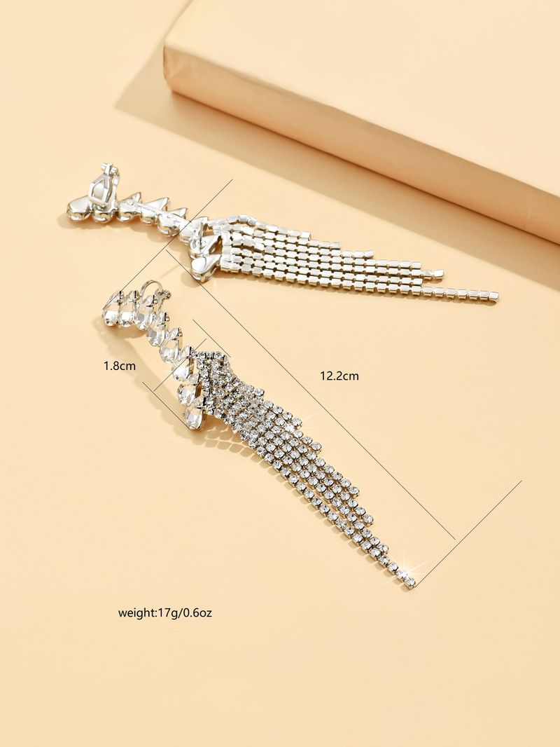 Unisex Earrings Personalized Tassel Earrings Fashionable Temperament Super Flash Diamond Claw Chain Earrings_voghion.com