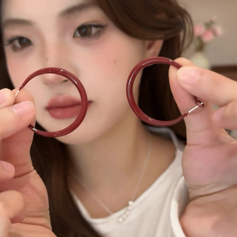 Light Luxury Versatile Ancora Red Atmosphere For Women Fashionable Temperament High-end Feel Square Round Face Hoop_voghion.com