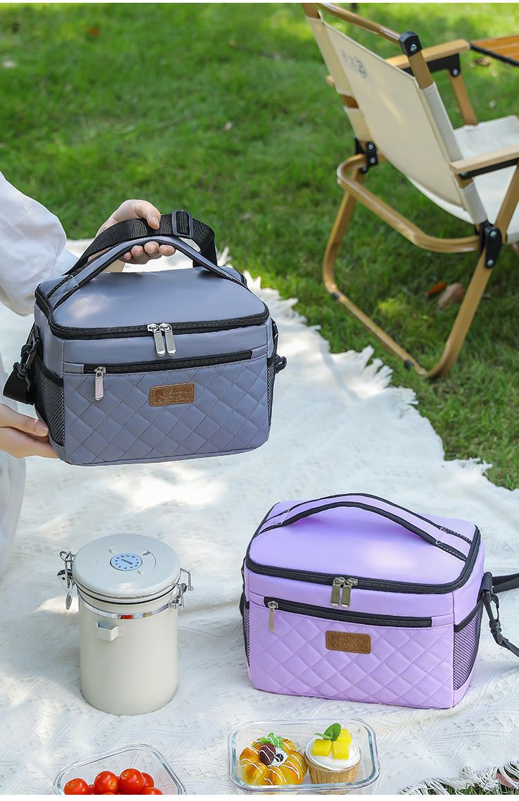 Sac à lunch isotherme carré haut de gamme pour femmes et enfants – Sac à lunch en PEVA épais et résistant à la saleté, idéal pour l'école, le bureau et les pique-niques._voghion.com