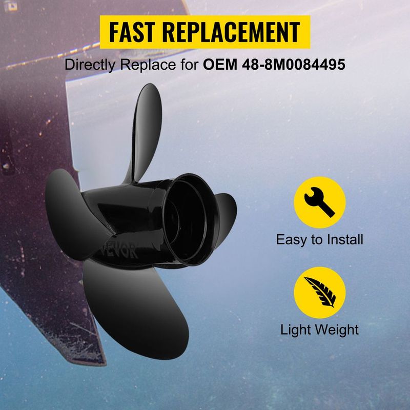 VEVOR Outboard Propeller, Replace For OEM 48-8M0084495, 4 Blades 14\" X 19\" Aluminium Boat Propeller, Compatible With 135-300HP 2-Stroke & 4-Stroke Outboards, Alpha&Bravo I Stern-Drives, RH_voghion.com