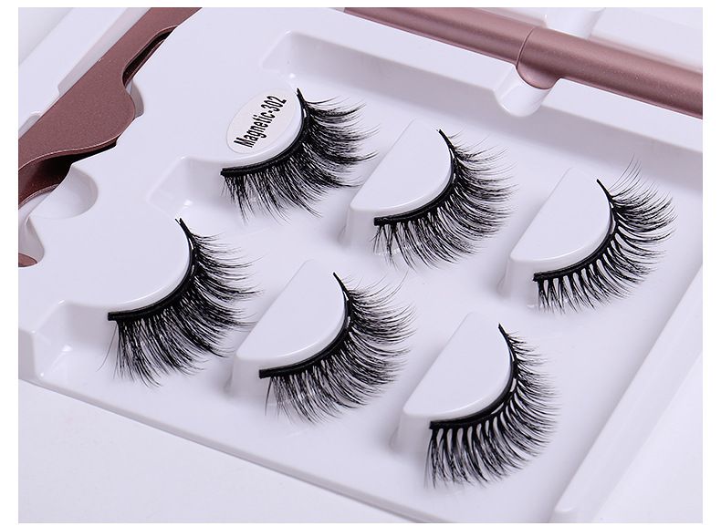 Sztuczne rzęsy, nowe, 3 pary, w pudełku, bez kleju, magnetyczne, sztuczne rzęsy, naturalne, grube, podkręcane, z włókien chemicznych_voghion.com