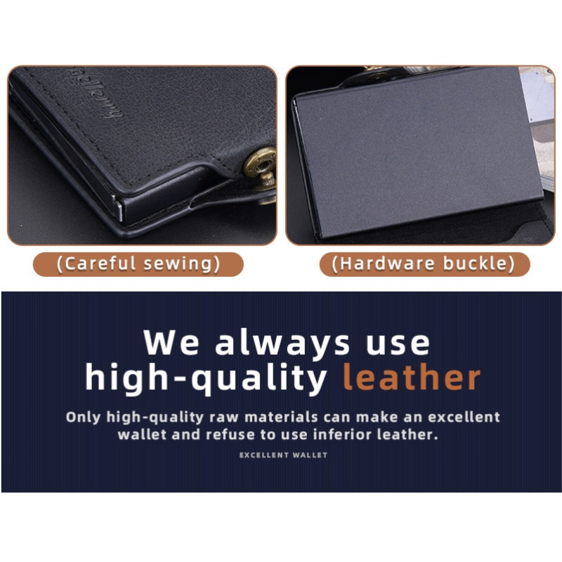 Etui na karty Baellerry New Paragraph Retro Side Push Pop Card RFID Etui na karty Simple Buckle Antymagnetyczny uchwyt na karty_voghion.com
