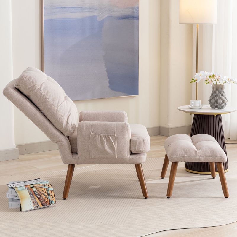Fauteuil inclinable avec repose-pieds, réglable en 5 positions et rangement latéral, design ergonomique pour le salon_voghion.com
