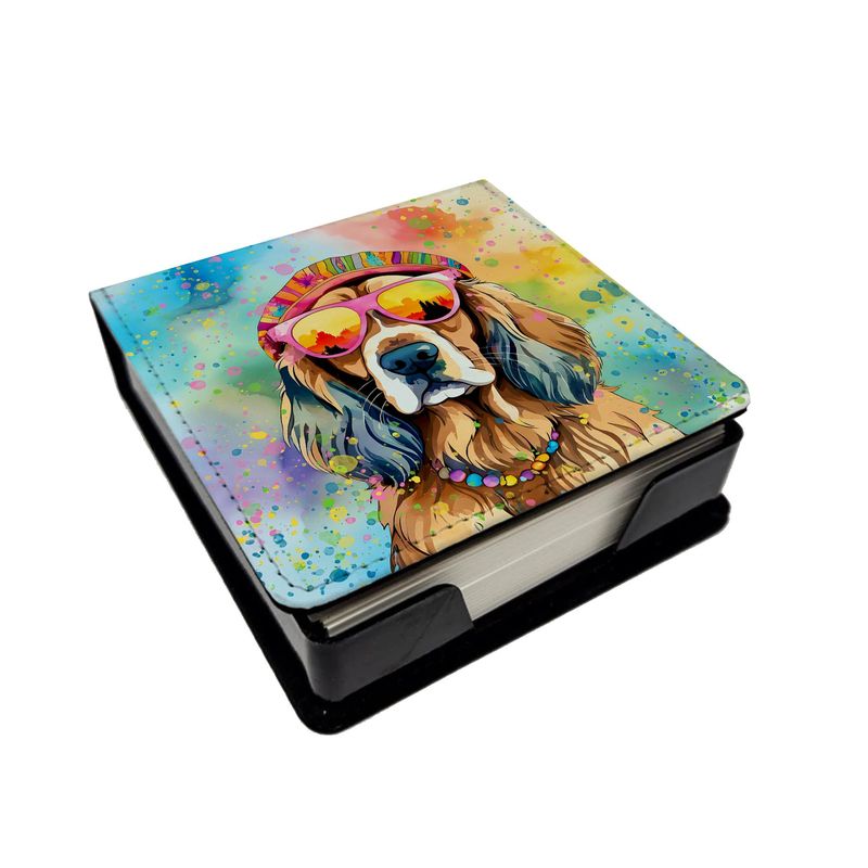 Cocker Spaniel Hippie Dawg PU Leather Note Paper Holder With Artist-Designed Cover, Desk Accessory, Office Gift_voghion.com