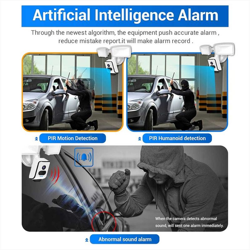 QF612 3MP WiFi IP-camera en schijnwerper, ondersteunt nachtzicht / PIR-detectie (UK-stekker)_voghion.com