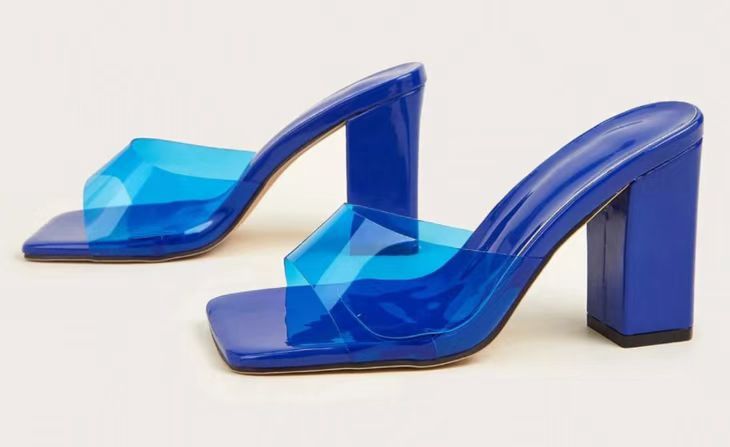 Square Head One Line High Heels Slipper Woman_voghion.com
