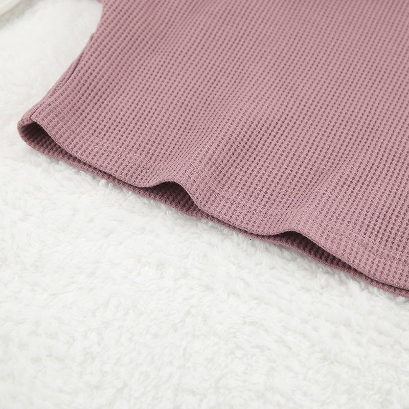 2024 Autumn Fashion Knitted Short Sleeve Pajamas Two-Piece Set Casual Cool Breathable Women's Homewear_voghion.com