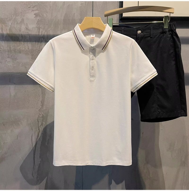 Herren Slim-Fit Poloshirt mit Kontraststreifen – Leichtes Kurzarm-Freizeitoberteil mit Kragen und modischem Patchwork-Design_voghion.com