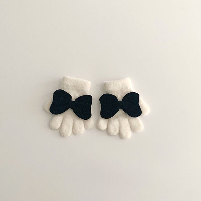 Guanti per bambini invernali carini fiocco Instagram per neonate caldi antivento guanti a cinque dita_voghion.com