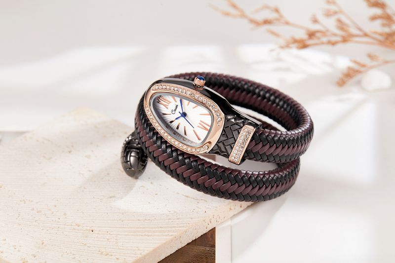 Snake Head Watch Fashion Personality Quartz Watch Set med diamantskinnrem_voghion.com