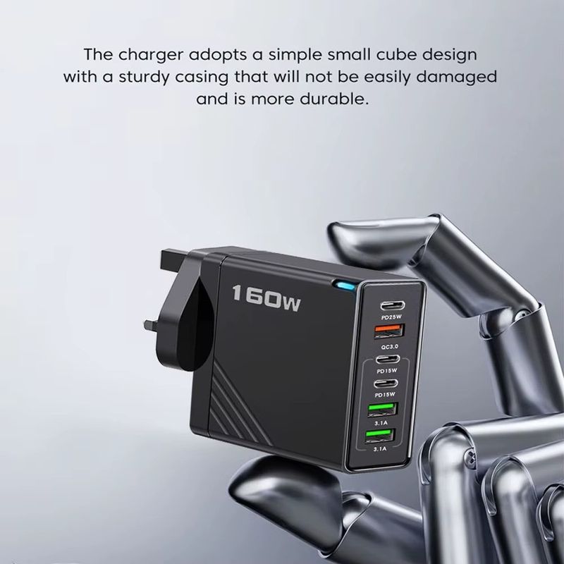 Chargeur USB multiports 160 W Type C, charge rapide, adaptateur secteur mural pour téléphone_voghion.com