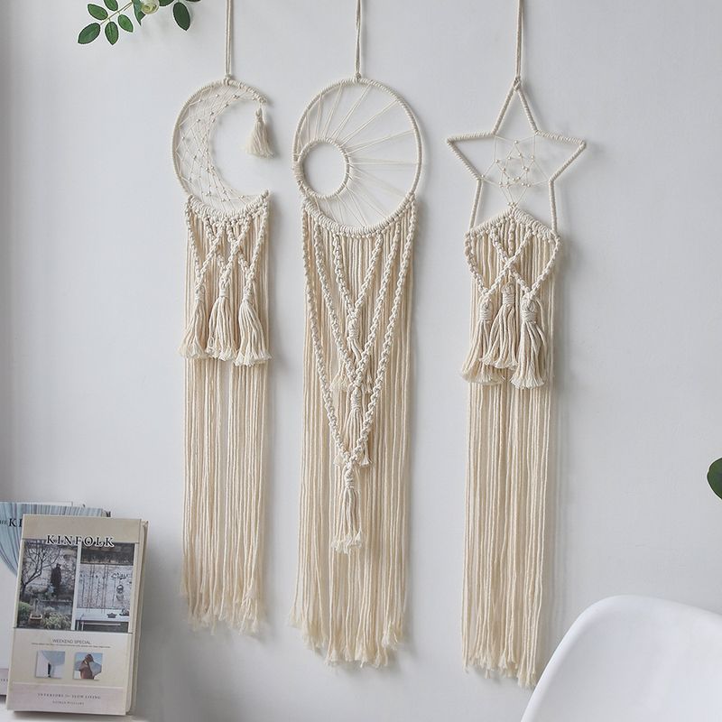 Geweven ster en maan dromenvanger huisdecoratie dromenvanger hanger in Boheemse ambachten ster en maan wandkleden_voghion.com