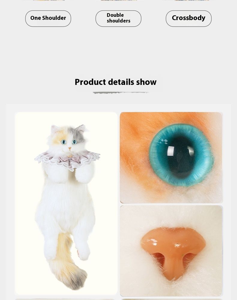 2024 Nova Simulação Três Flores Gato Mochila Pelúcia Boneca Bonito Brinquedo Presente de Aniversário_voghion.com