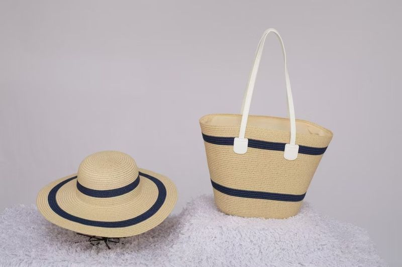 Kadın Çantaları Büyük Kapasiteli Dokuma Çanta Kadınlar İçin Yeni Çizgili Moda Omuz Çantası Yüksek Dereceli Hasır Dokuma Kadın Çantası Tote Çanta_voghion.com