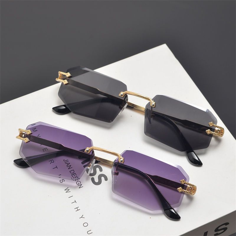 Sommer Rechteckige Randlose Sonnenbrille Modetrend Sonnenbrille_voghion.com