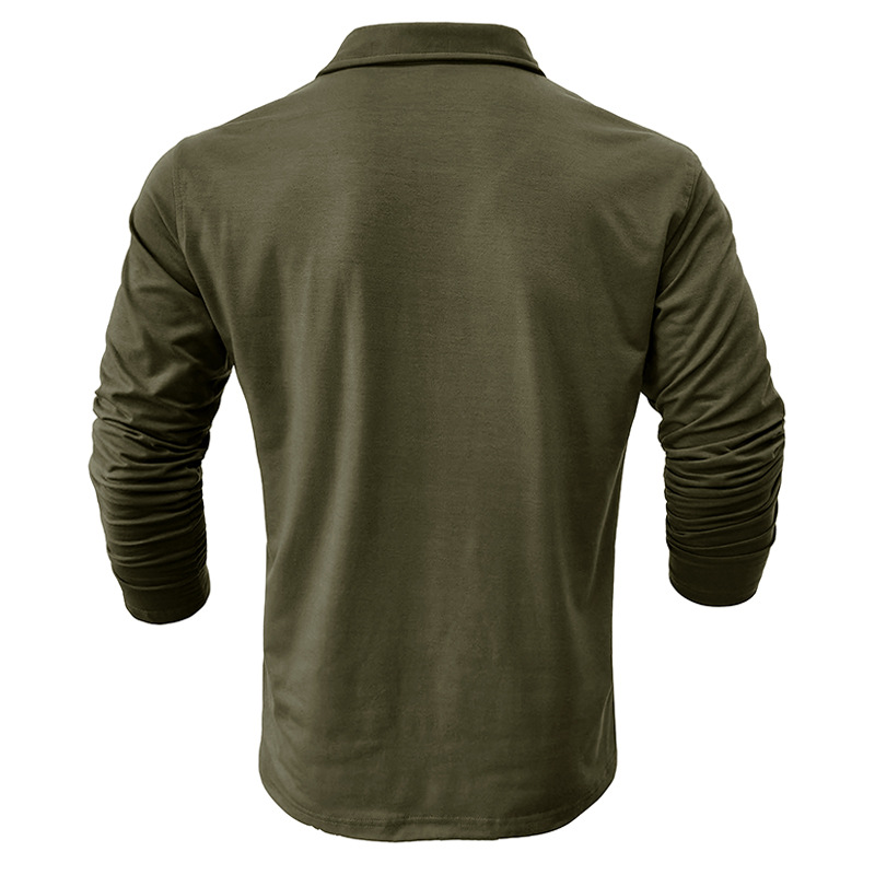 Nuova camicia autunno e inverno con colletto polo T-shirt a maniche lunghe tinta unita da uomo_voghion.com