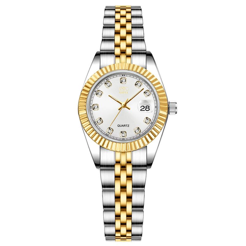 OMYA vandtætte par ure kalender rustfrit stål kvarts kjole ur sæt_voghion.com