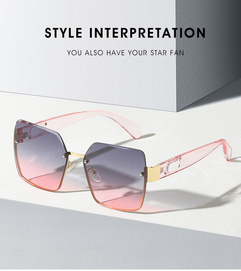New generous frame Sunglasses Fashion frameless women's sunglasses Trend Versatile sun visors M591_voghion.com