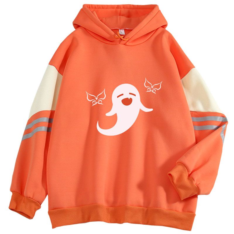 Abbigliamento donna autunno inverno 2025 Genshin Impact Hu Tao Anime giapponese Nuova felpa con cappuccio stampata a blocchi di colore a maniche lunghe_voghion.com