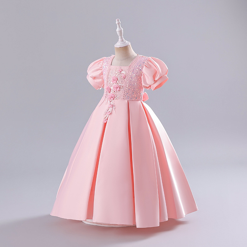 Robe princesse à fleurs pour filles d'un an, spectacle de Piano d'été_voghion.com