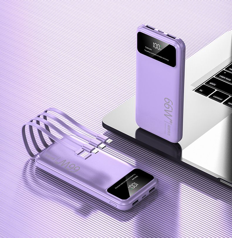 30000mAh Power Bank With 66W Fast Charging, Portable External Battery With Built-in Cables & Digital Display, Multi-Device Charging For Phones_voghion.com