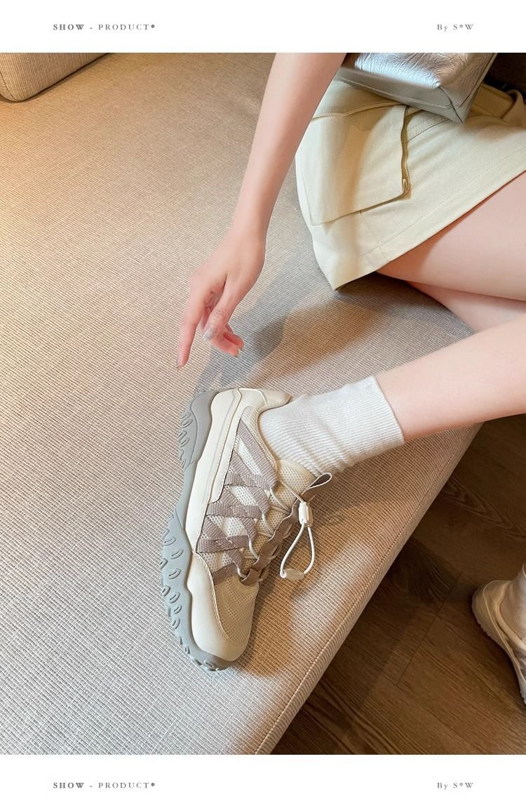 Primavera e autunno nuove scarpe con tacco a zeppa commercio estero grandi dimensioni scarpe sportive arcobaleno fondo scarpe da papà spot scarpe da corsa da donna_voghion.com