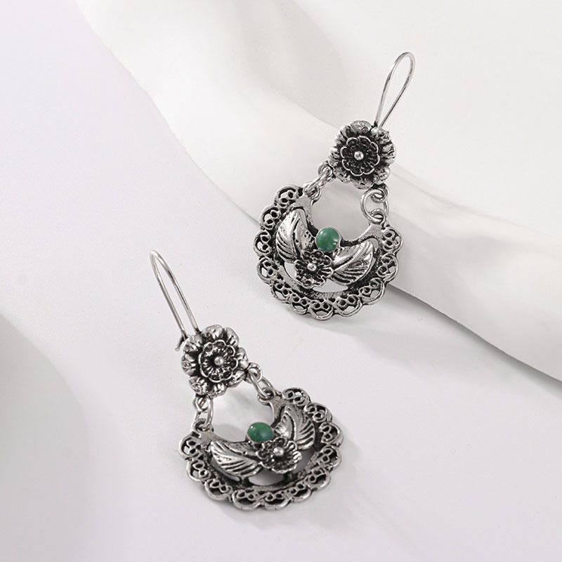 Logrui New Europea Ad America Bohemia Retro Hollow Flower Aciet Silver Ethic Style Persoality Earrigs For_voghion.com