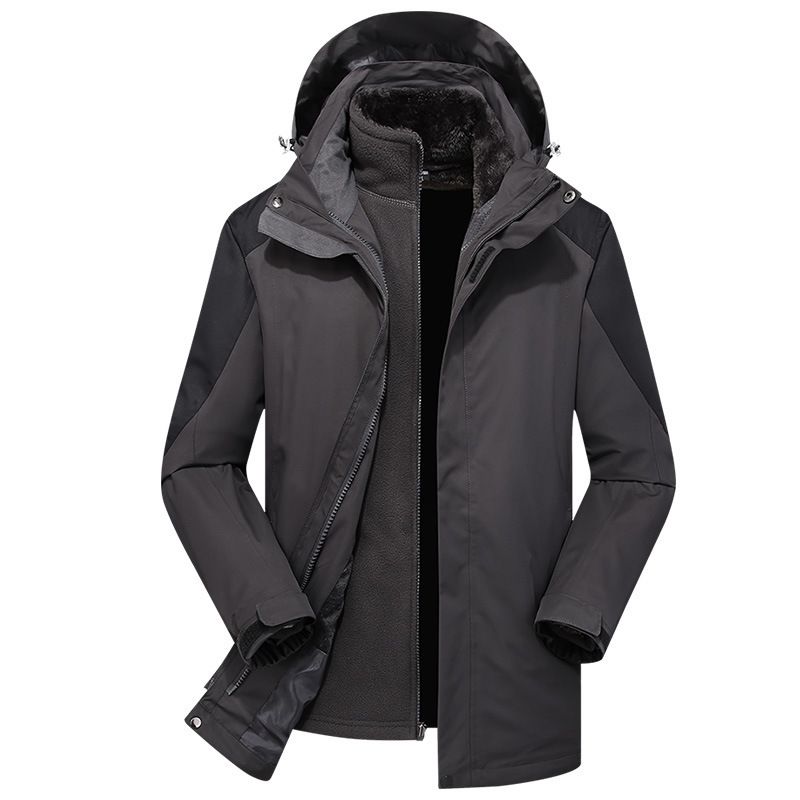 Giacca invernale 3 in 1 per uomo e donna, antivento, impermeabile, giacca da trekking staccabile, pile corallo spesso,_voghion.com