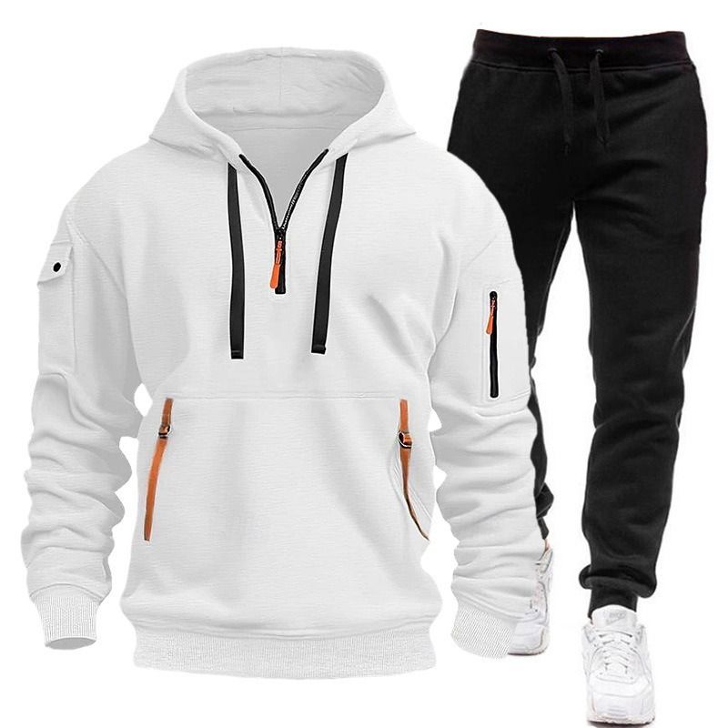 2025 New Autumn Winter Hoodie Men's Sweatshirt Multi-Pocket Zipper Color Block Jacket Casual Sports Set_voghion.com