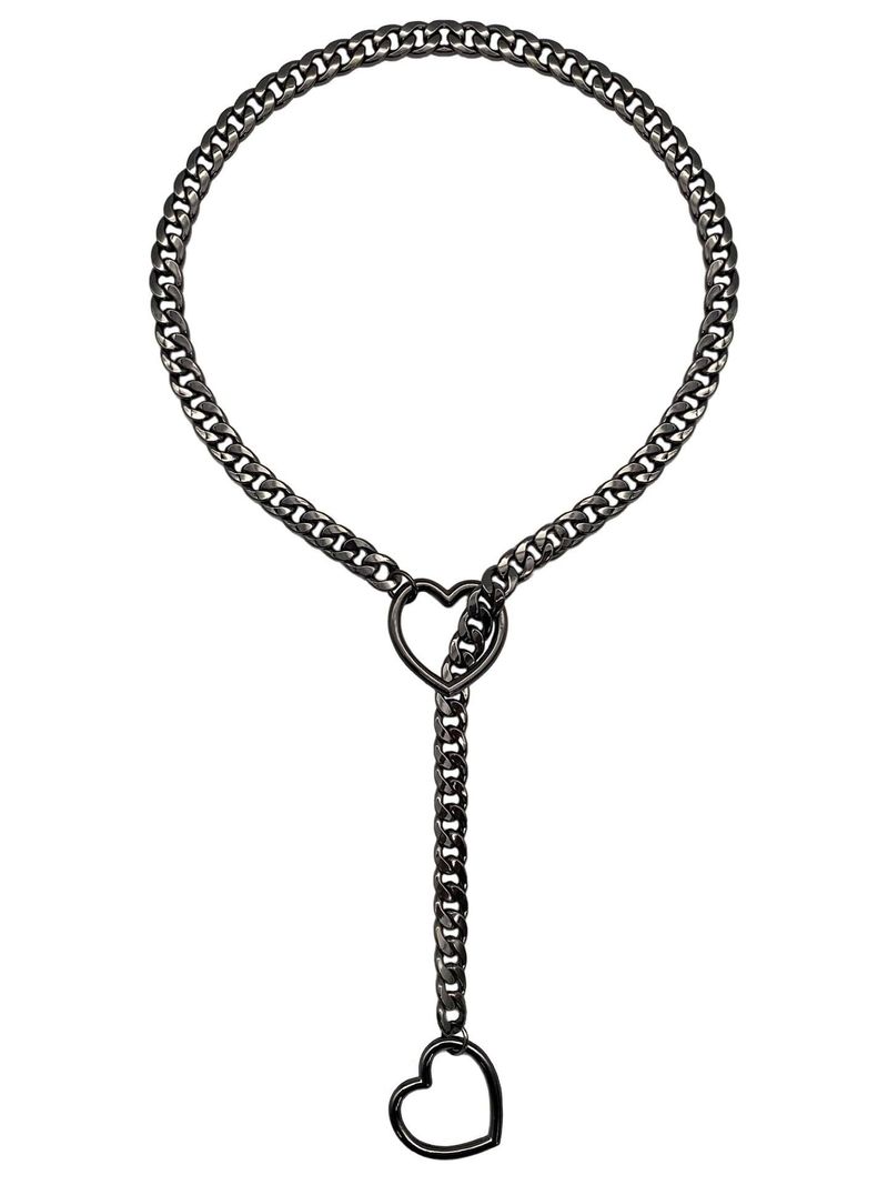 Collana lunga cubana con anello a forma di cuore in vero ottone placcato oro, vendita calda, moda hip hop, punk rock_voghion.com