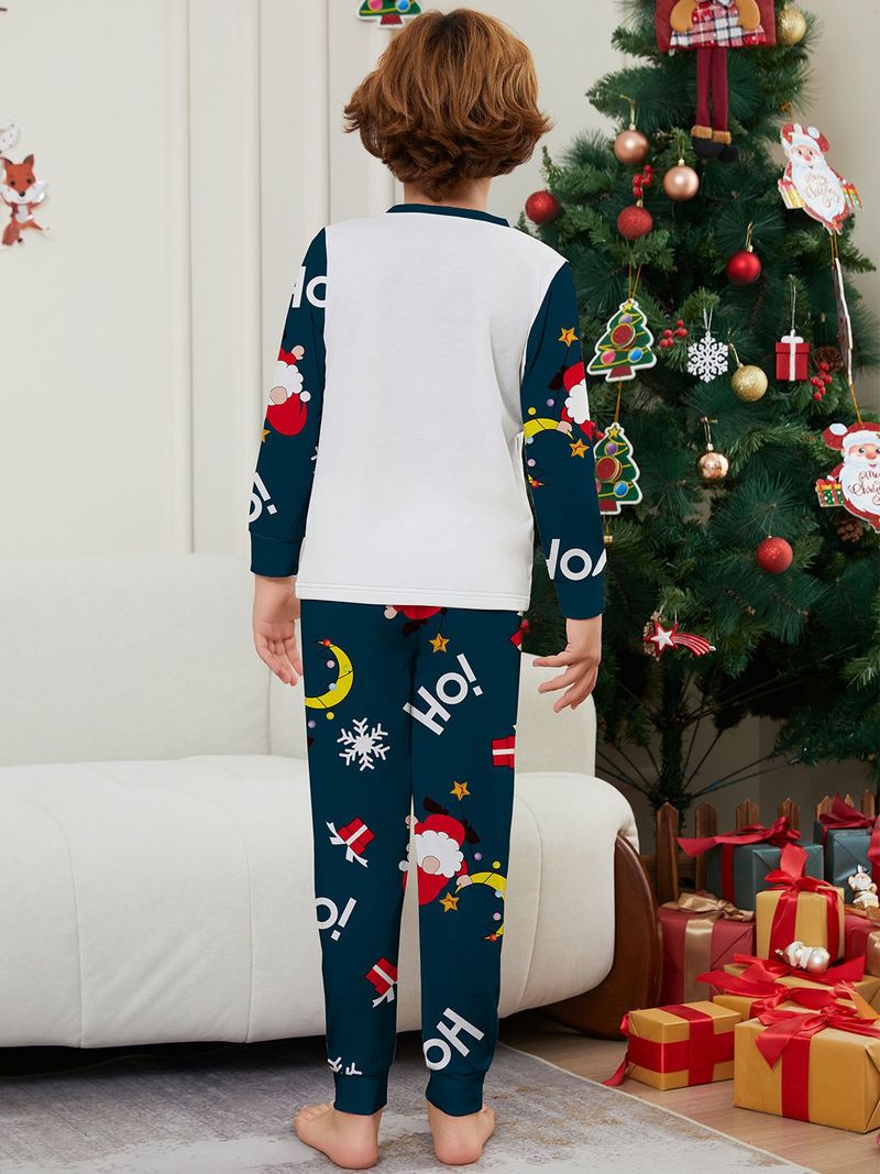 Pigiama stampato per la casa con fiocco di neve e lettera di Babbo Natale per Natale._voghion.com