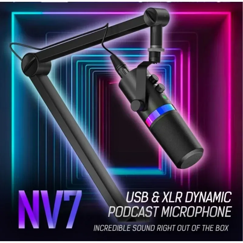 USB/XLR Dynamische Microfoon Touch-mute Hoofdtelefoonaansluiting & Volumeregeling, voor Youtube PC Game Geluidskaart Opname Metaal -LM20_voghion.com