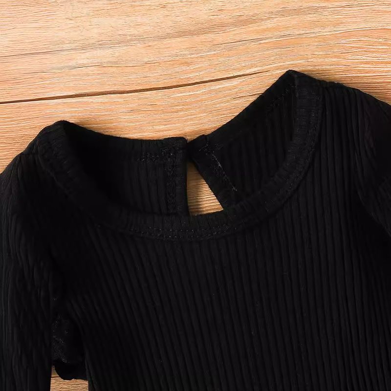 Mother & Kids newborn baby girl summer style puff sleeves triangle romper full print flared trousers_voghion.com