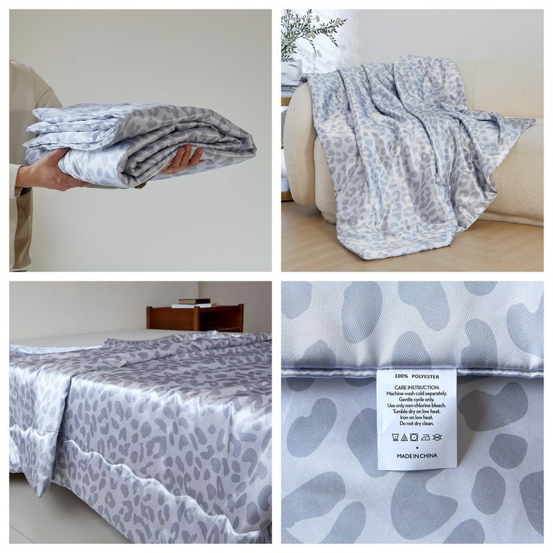 Leopard Print Satin Thin Blanket Single Air Conditioning Cover Blanket_voghion.com