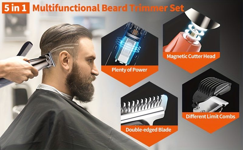 Baardtrimmer voor mannen Multifunctionele tondeuse Elektrische tondeuse voor heren Geschikt voor snor Lichaam Neus Oor Gezichtstrimmer Oplaadbaar haar_voghion.com