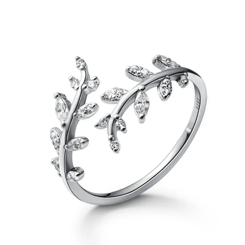 Bagues créatives en forme de branche de feuille pour femme, bague ouverte ajustable, bijou de luxe pour mariage ou fête, Anillos Кольцо_voghion.com