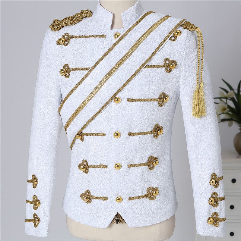 Îmbrăcăminte bărbătească cu paiete, costume de spectacol, banchet, invitat, cântăreț rock, îmbrăcăminte cu guler înalt_voghion.com
