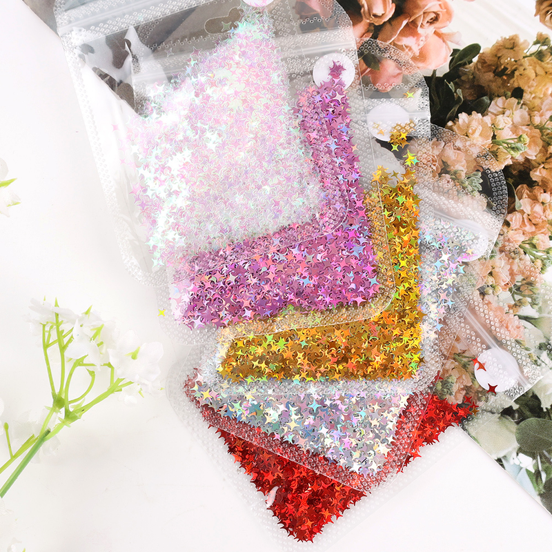 4mm Sternform Nagelglitzer Pailletten Laser Silber Gold Rot PET Nagelpailletten für DIY Maniküre Dekorationen Desig_voghion.com