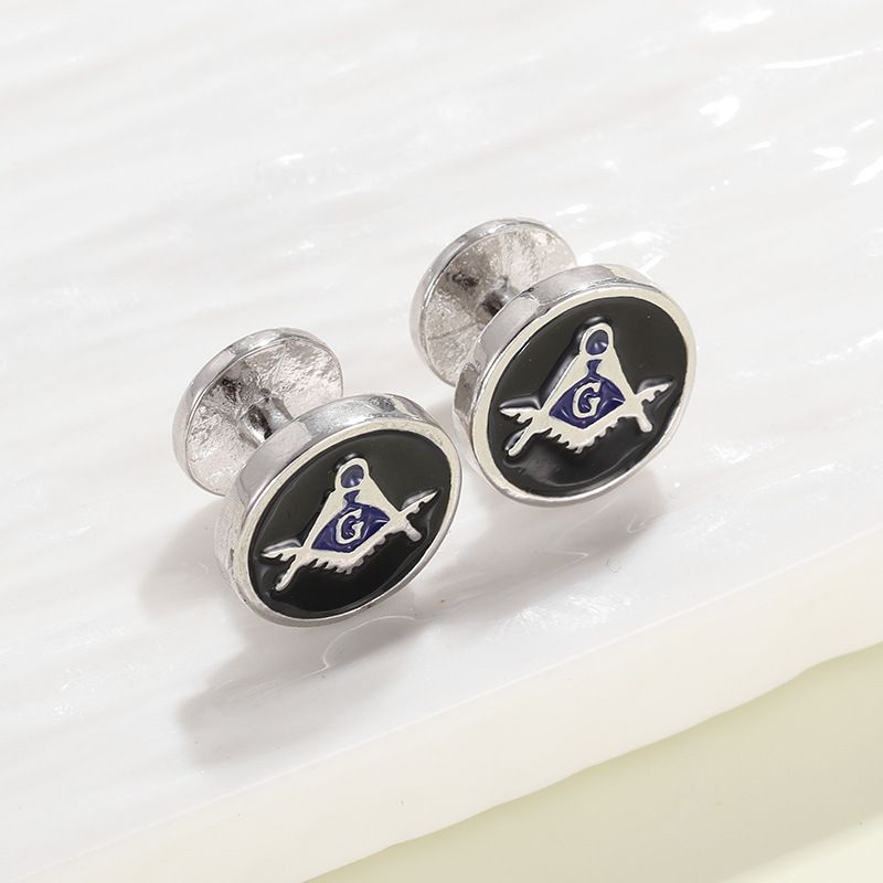 Gioielli e accessori Nuovi gemelli massonici rotondi dipinti Set da 8 pezzi Gemelli per camicia francese da smoking_voghion.com