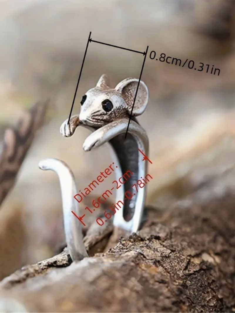 2025 Neuheiten Niedlicher Ring in Mausform, verstellbare silberne Ringmanschetten, perfektes Geschenk für Mädchen, geeignet für den Alltag, besonderes Damenmodell_voghion.com