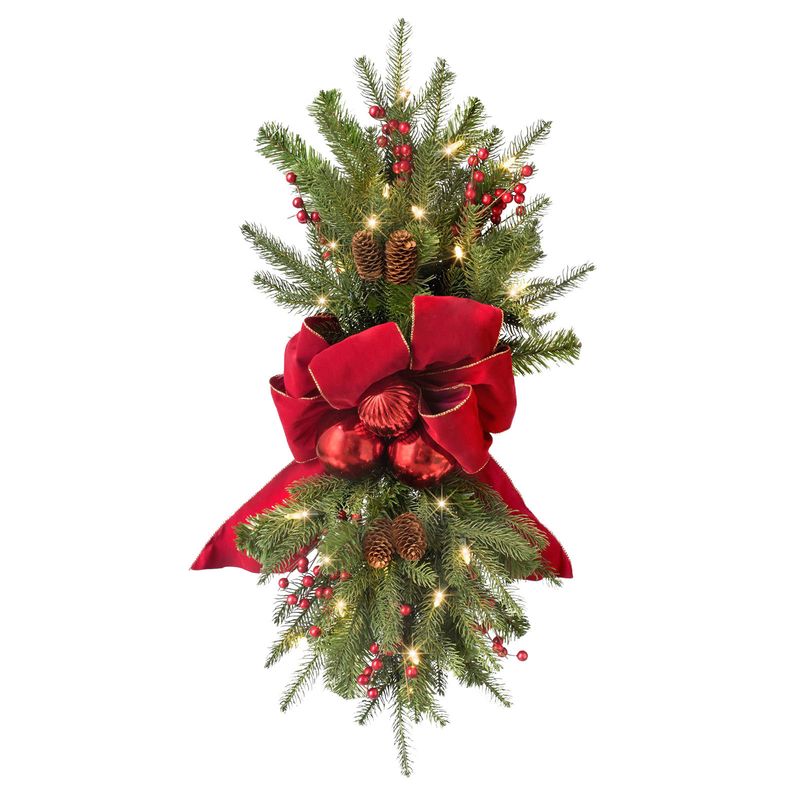 vendita calda ghirlanda di Natale decorazione appesa scale a led decorazione ghirlanda fiocco rosso in rattan_voghion.com
