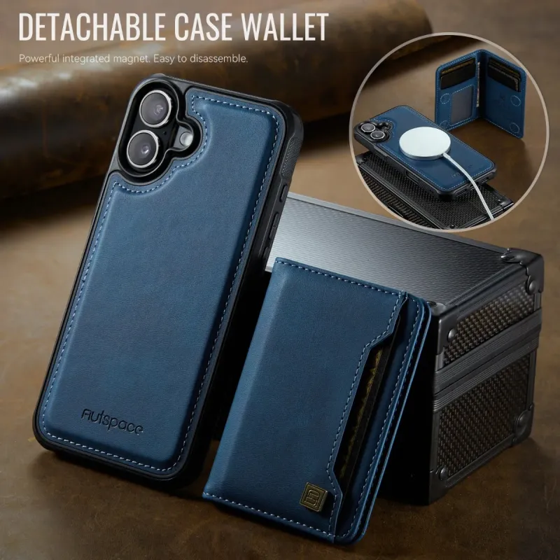 Custodia per telefono con porta carte magnetico staccabile con blocco RFID, mini portafoglio per iPhone 16 13 12 Pro Max 15 14 Plus, custodia in pelle PU_voghion.com