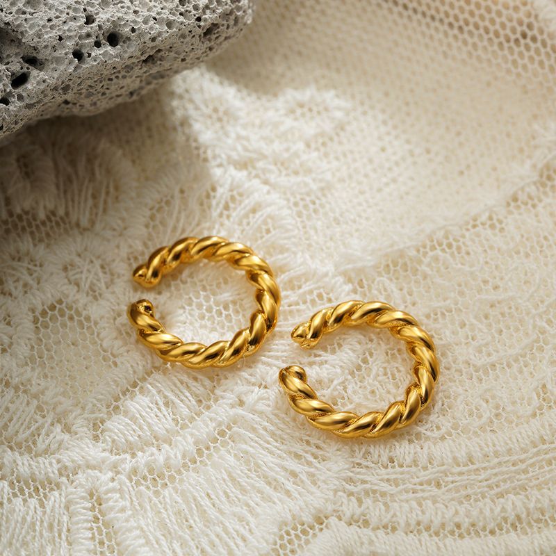 Set di gioielli da donna in oro vero, semplici orecchini in rame coordinati, alla moda, rotondi, con clip per orecchini a forma di cuore._voghion.com