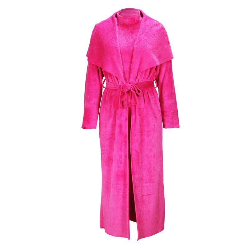 Women's clothing temperament dress and coat two-piece fashion loose long cardigan velvet suit_voghion.com