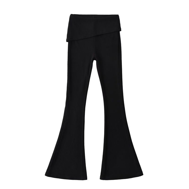 Fitted Flare Pants & Hooded Top Set - Slimming High-Waist Bell Bottoms With Asymmetric Detailing, Trendy Streetwear Outfit (Black/Gray/Khaki/Red, S-L)_voghion.com