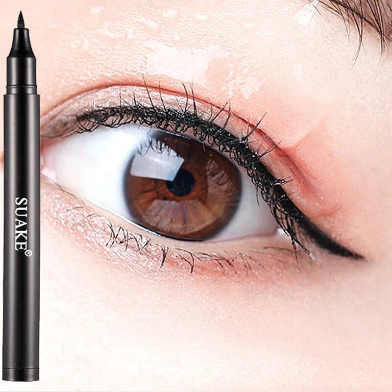 Wasserfester mattschwarzer flüssiger Eyeliner, Damen-Make-up, schnell trocknender, glatter Eyeliner, dauerhafte Wimpernstift-Kosmetik_voghion.com