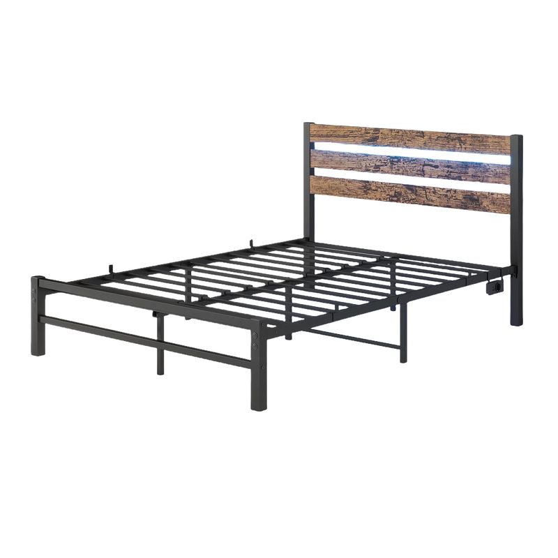 Bettgestell 120x200cm mit Kopfplatte, USB, LED, Stahlunterstützung_voghion.com