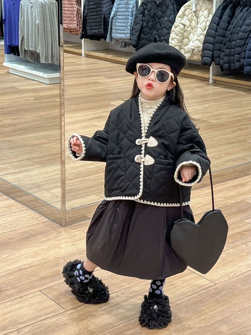 Winterkleding voor kinderen 2024, nieuwe Hanfu voor meisjes, schuine jas met rij knopen, Chinese stijl losse katoenen jas_voghion.com
